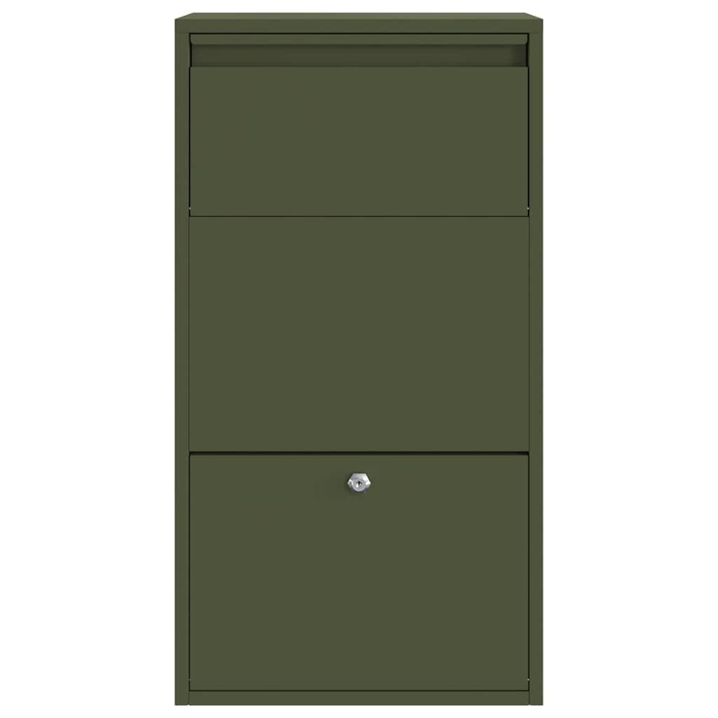 vidaXL Parcel Drop Box with Storage Olive Green 44 x 22 x 82 cm Steel