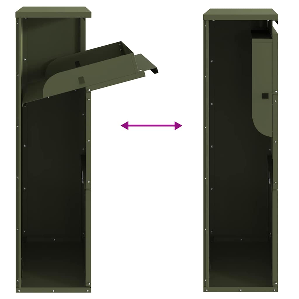 vidaXL Parcel Drop Box with Storage Olive Green 44 x 22 x 82 cm Steel