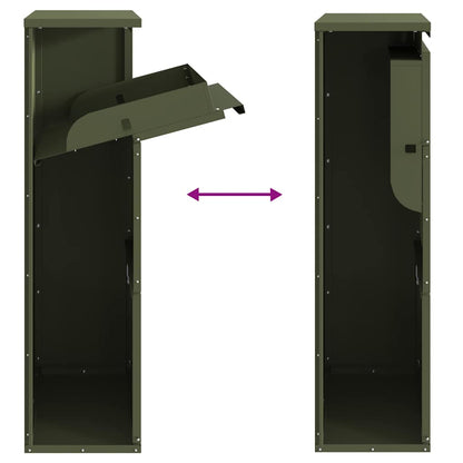 vidaXL Parcel Drop Box with Storage Olive Green 44 x 22 x 82 cm Steel