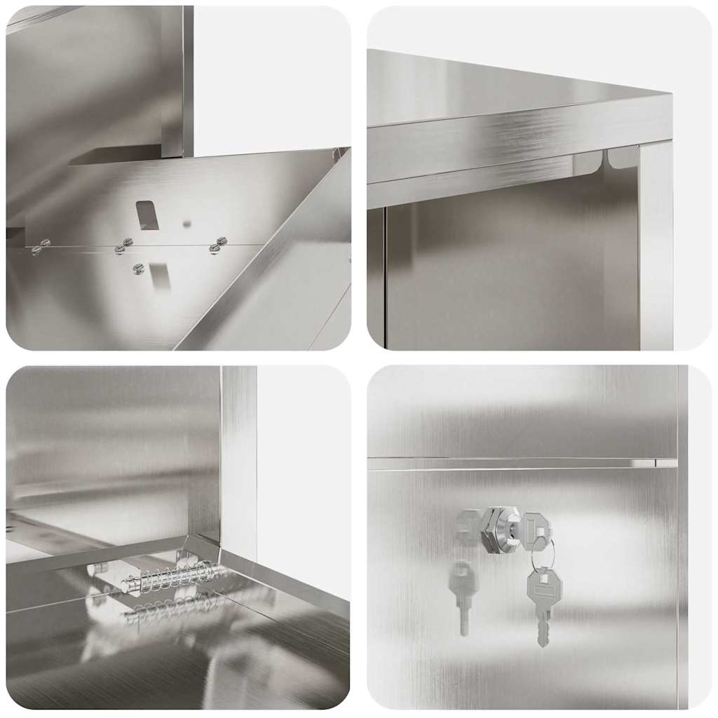vidaXL Parcel Drop Box Silver 44 x 22 x 82 cm Stainless Steel