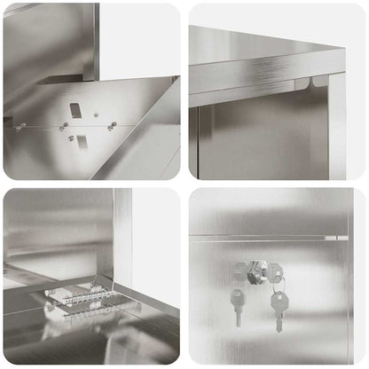 vidaXL Parcel Drop Box Silver 44 x 22 x 82 cm Stainless Steel