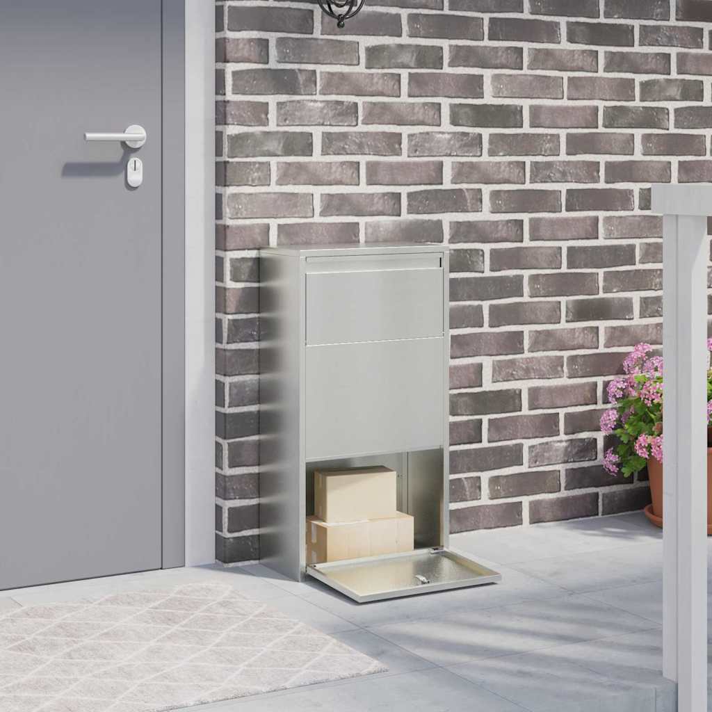 vidaXL Parcel Drop Box Silver 44 x 22 x 82 cm Galvanised Steel