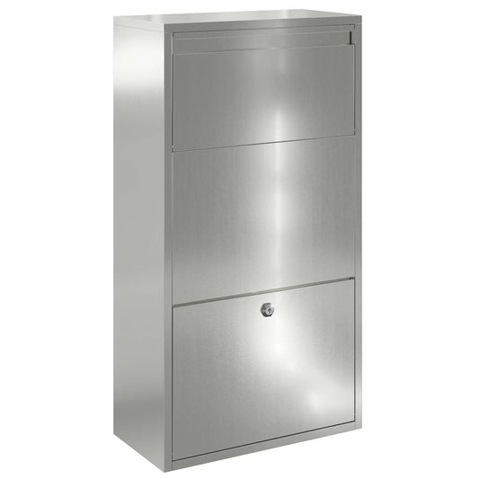vidaXL Parcel Drop Box Silver 44 x 22 x 82 cm Galvanised Steel