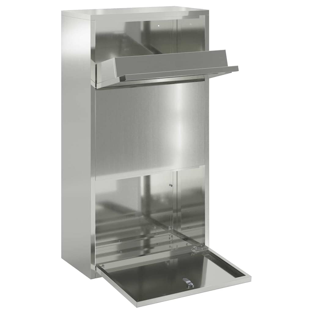 vidaXL Parcel Drop Box Silver 44 x 22 x 82 cm Galvanised Steel