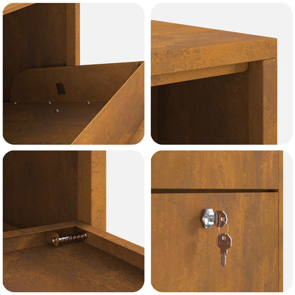 vidaXL Parcel Drop Box Rusty 44 x 22 x 82 cm Weathering Steel