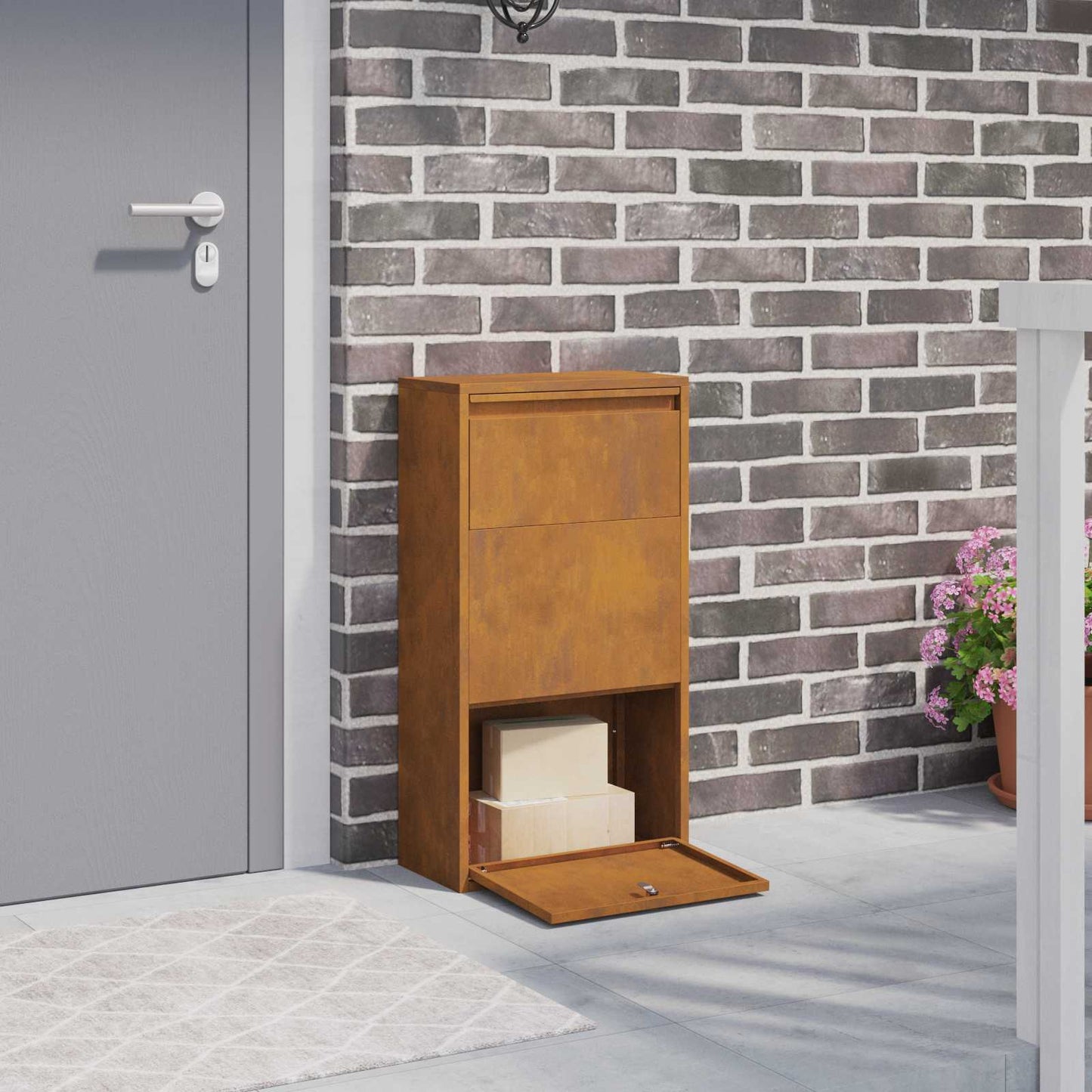 vidaXL Parcel Drop Box Rusty 44 x 22 x 82 cm Weathering Steel