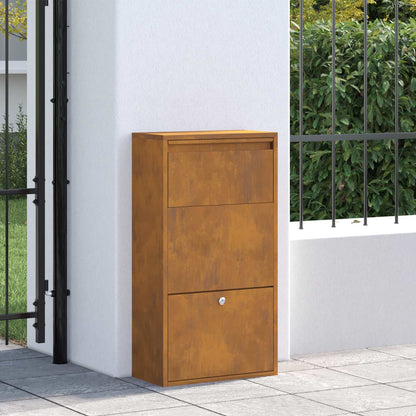 vidaXL Parcel Drop Box Rusty 44 x 22 x 82 cm Weathering Steel