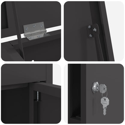 vidaXL Parcel Drop Box with Storage Black 44.5 x 29 x 110.5 cm Steel