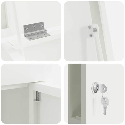 vidaXL Parcel Drop Box with Storage White 44.5 x 29 x 110.5 cm Steel