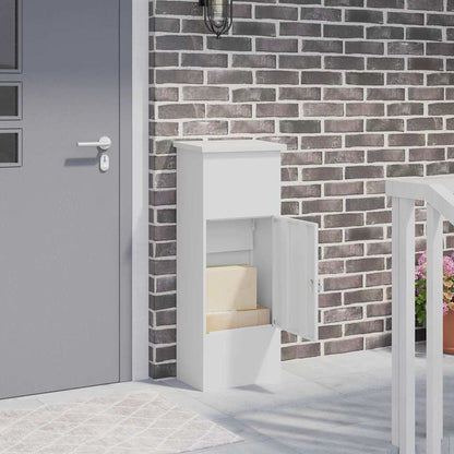 vidaXL Parcel Drop Box with Storage White 44.5 x 29 x 110.5 cm Steel