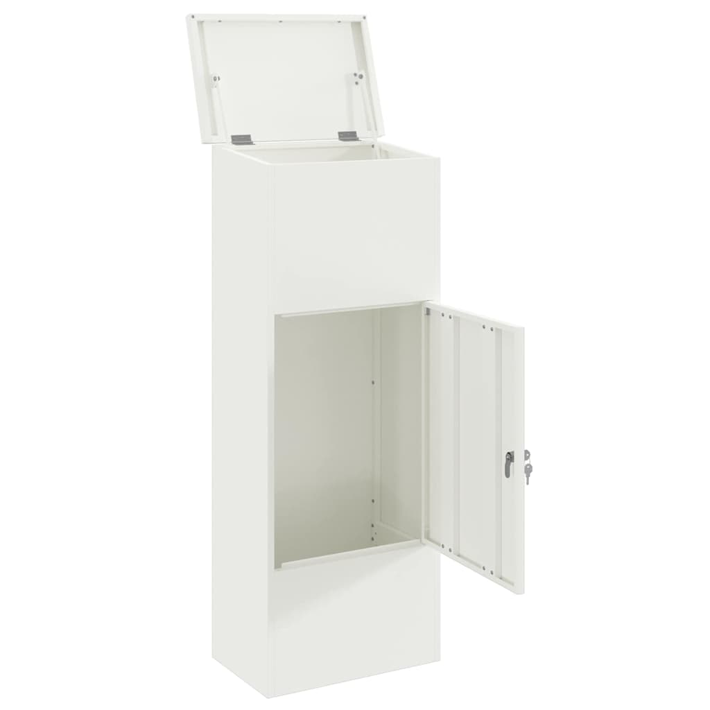 vidaXL Parcel Drop Box with Storage White 44.5 x 29 x 110.5 cm Steel