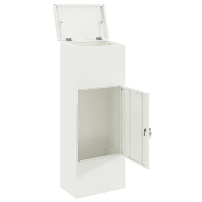 vidaXL Parcel Drop Box with Storage White 44.5 x 29 x 110.5 cm Steel