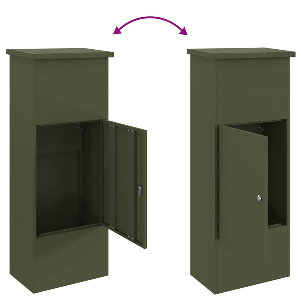 vidaXL Parcel Drop Box Olive green 44.5 x 29 x 110.5 cm Steel