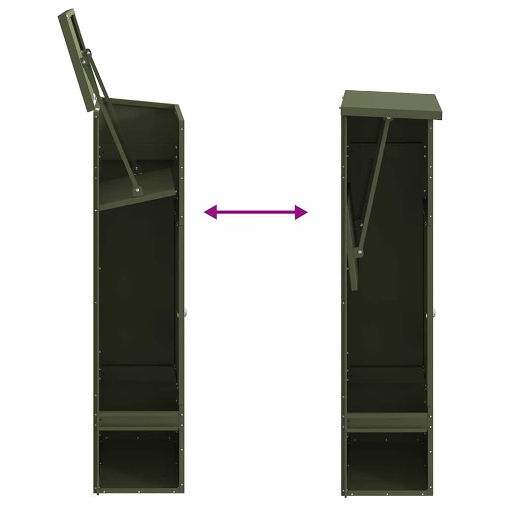 vidaXL Parcel Drop Box Olive green 44.5 x 29 x 110.5 cm Steel