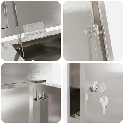 vidaXL Parcel Drop Box Silver 44.5 x 29 x 110.5 cm Stainless Steel