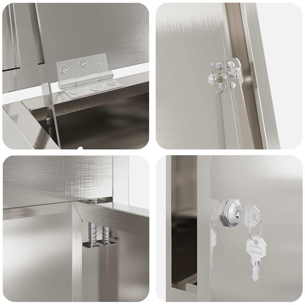 vidaXL Parcel Drop Box Silver 44.5 x 29 x 110.5 cm Stainless Steel