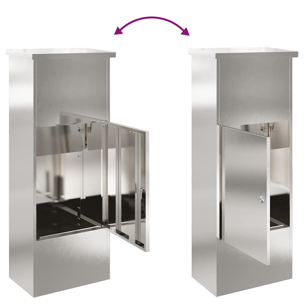 vidaXL Parcel Drop Box Silver 44.5 x 29 x 110.5 cm Stainless Steel