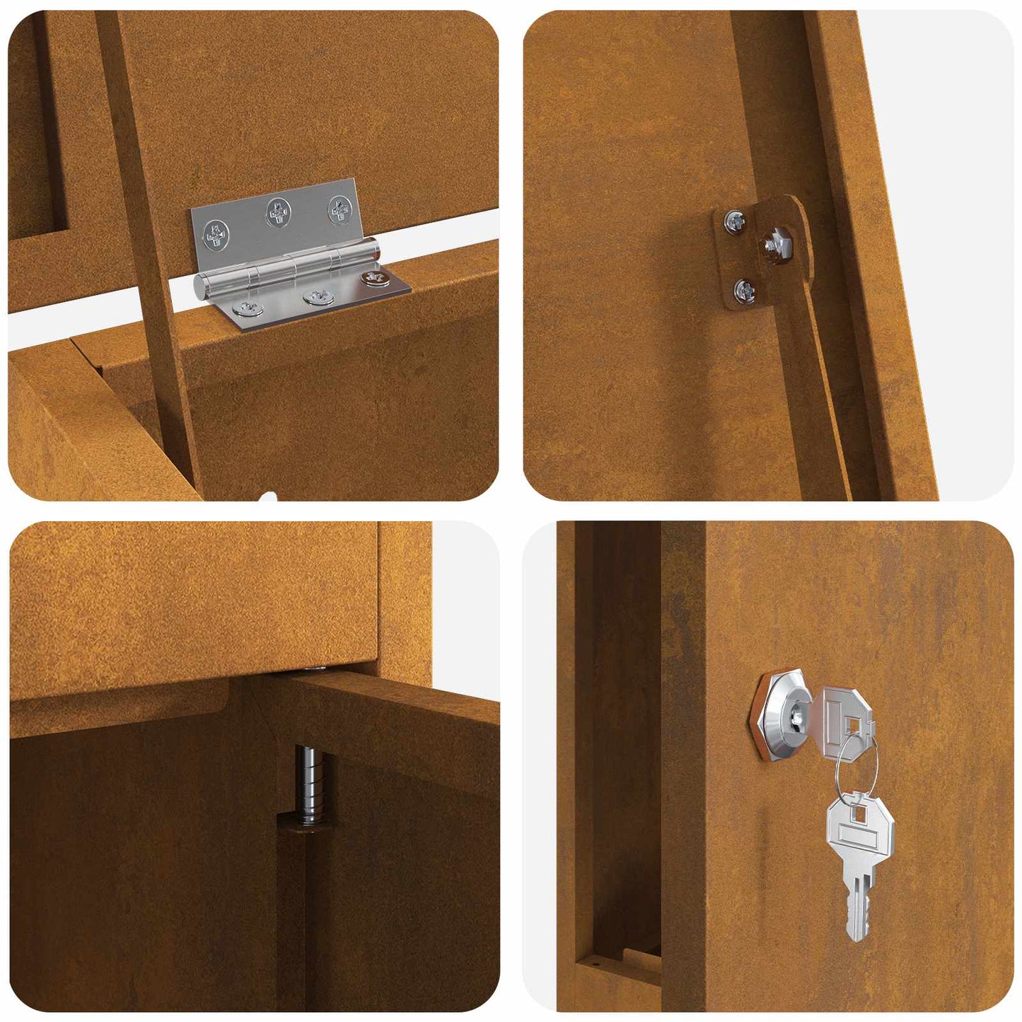 vidaXL Parcel Drop Box Rusty 44.5 x 29 x 110.5 cm Weathering Steel