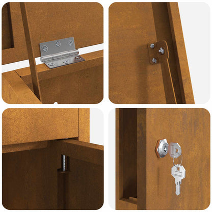 vidaXL Parcel Drop Box Rusty 44.5 x 29 x 110.5 cm Weathering Steel