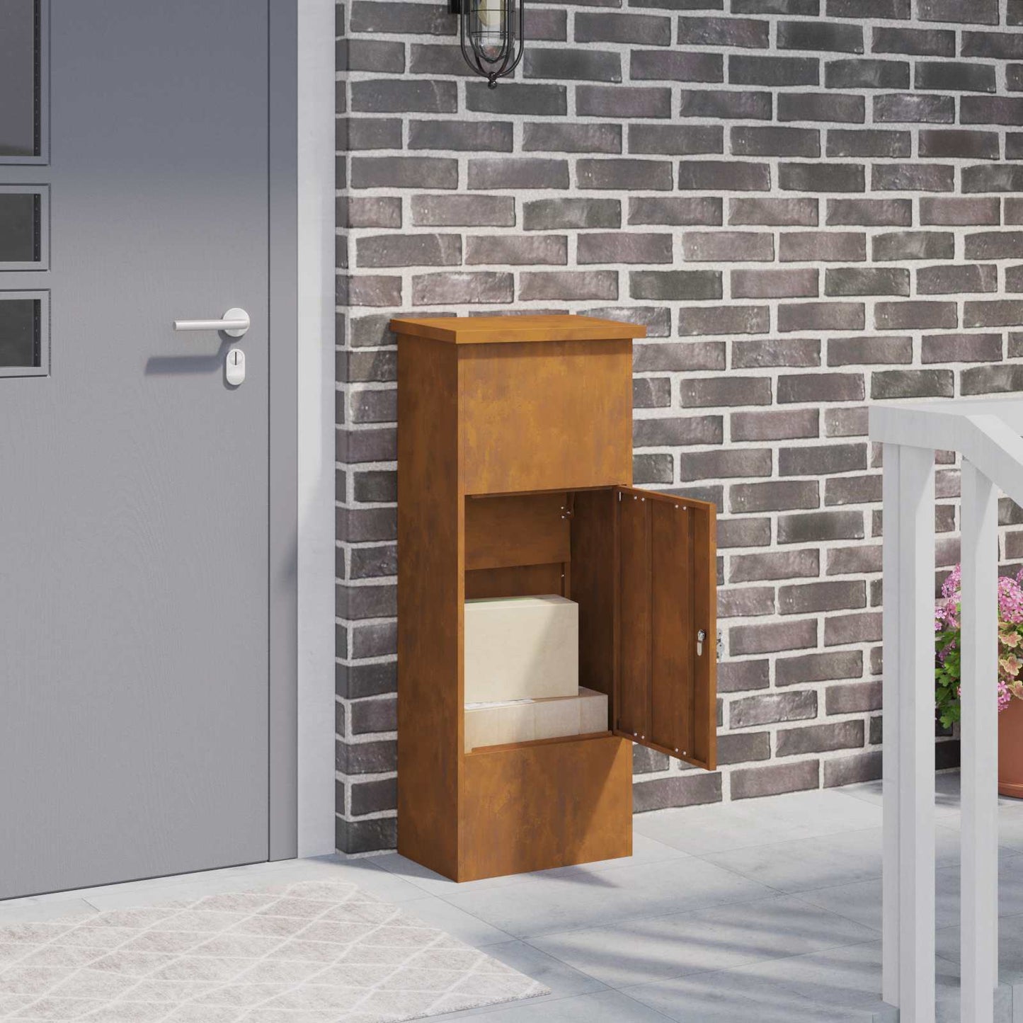 vidaXL Parcel Drop Box Rusty 44.5 x 29 x 110.5 cm Weathering Steel