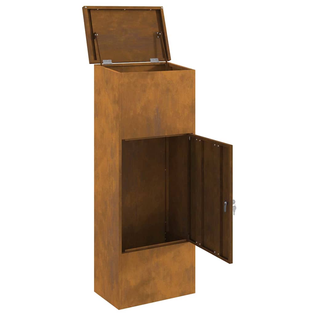 vidaXL Parcel Drop Box Rusty 44.5 x 29 x 110.5 cm Weathering Steel