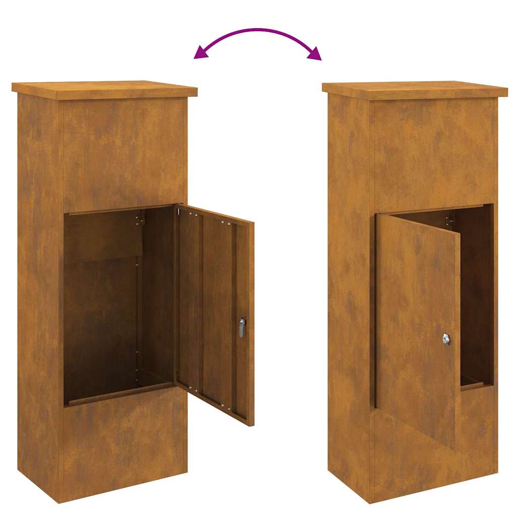 vidaXL Parcel Drop Box Rusty 44.5 x 29 x 110.5 cm Weathering Steel