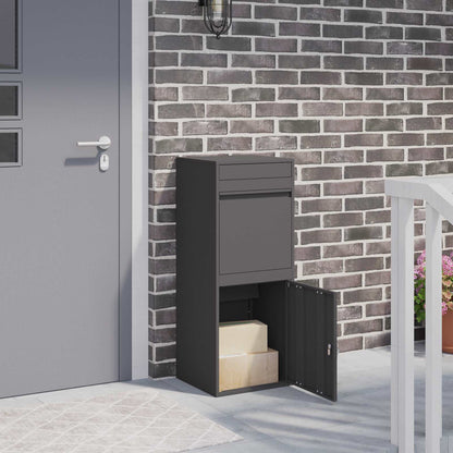 vidaXL Parcel Drop Box with Storage Black 41 x 38 x 103 cm Steel