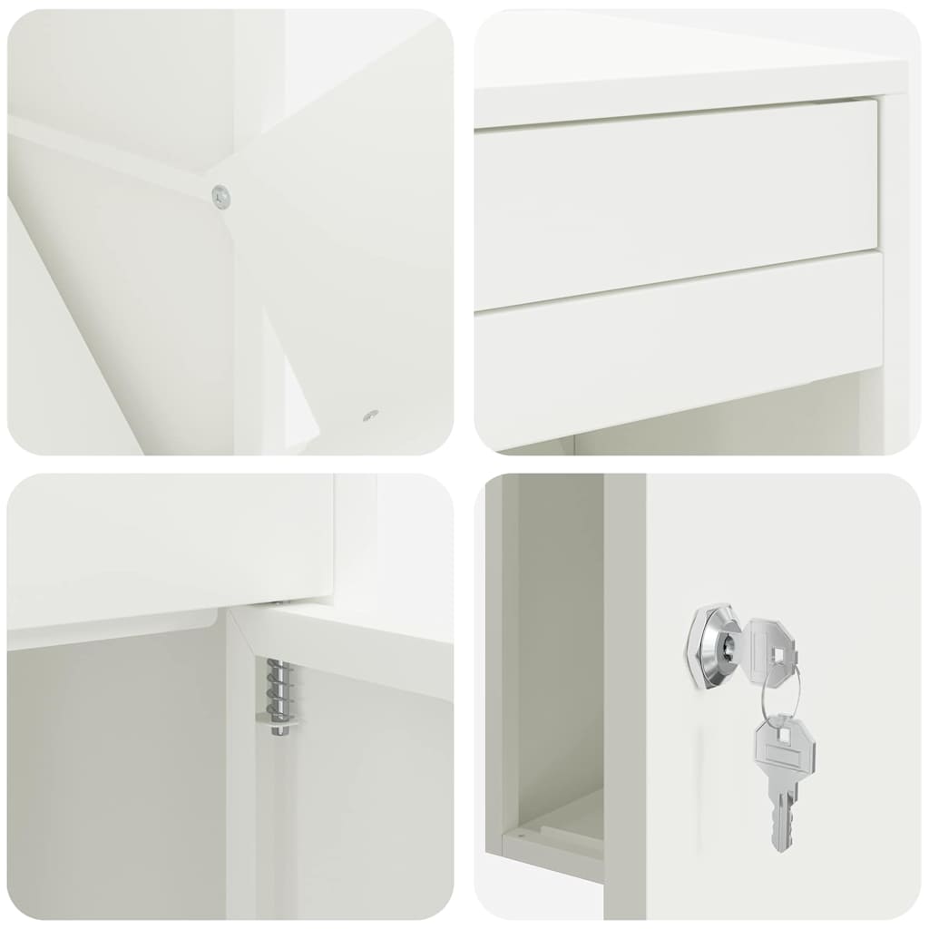 vidaXL Parcel Drop Box with Storage White 41 x 38 x 103 cm Steel
