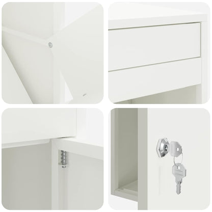 vidaXL Parcel Drop Box with Storage White 41 x 38 x 103 cm Steel