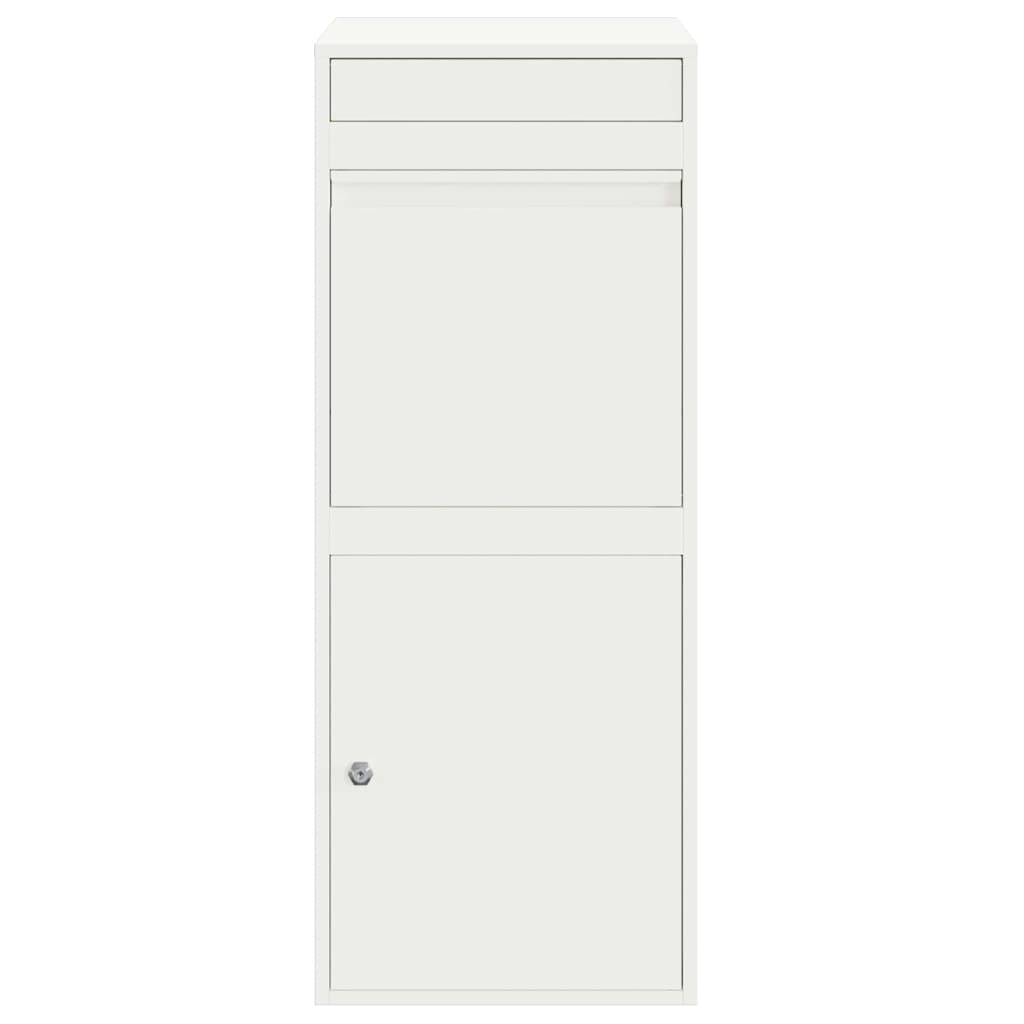 vidaXL Parcel Drop Box with Storage White 41 x 38 x 103 cm Steel