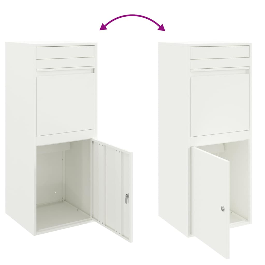 vidaXL Parcel Drop Box with Storage White 41 x 38 x 103 cm Steel