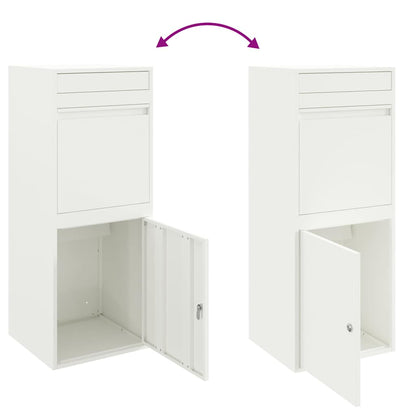 vidaXL Parcel Drop Box with Storage White 41 x 38 x 103 cm Steel