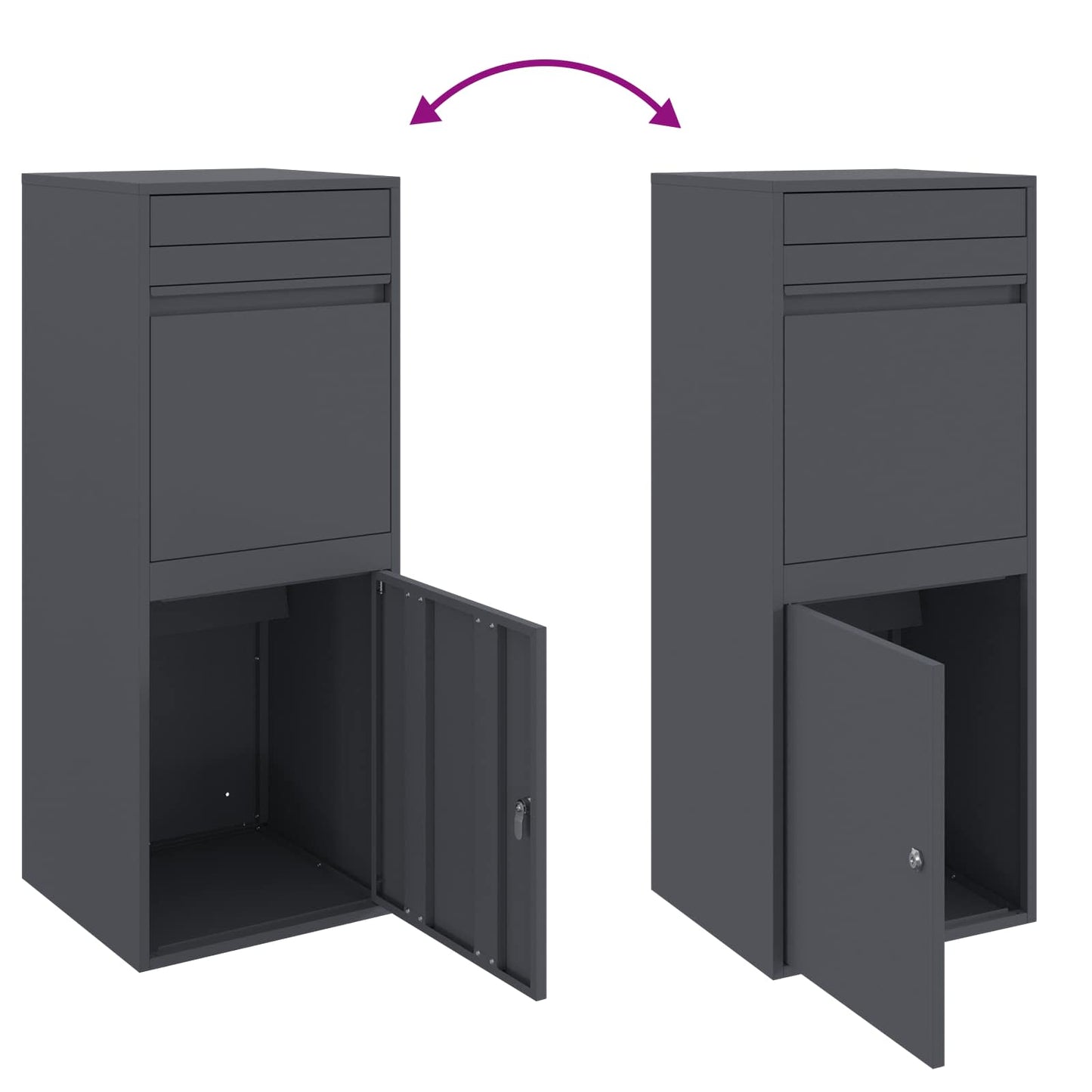 vidaXL Parcel Drop Box with Storage Anthracite 41 x 38 x 103 cm Steel