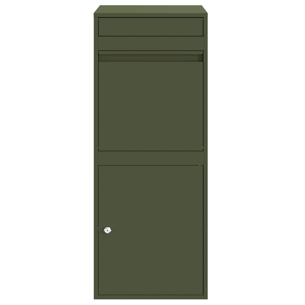 vidaXL Parcel Drop Box with Storage Olive green 41 x 38 x 103 cm Steel