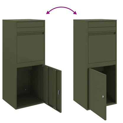 vidaXL Parcel Drop Box with Storage Olive green 41 x 38 x 103 cm Steel