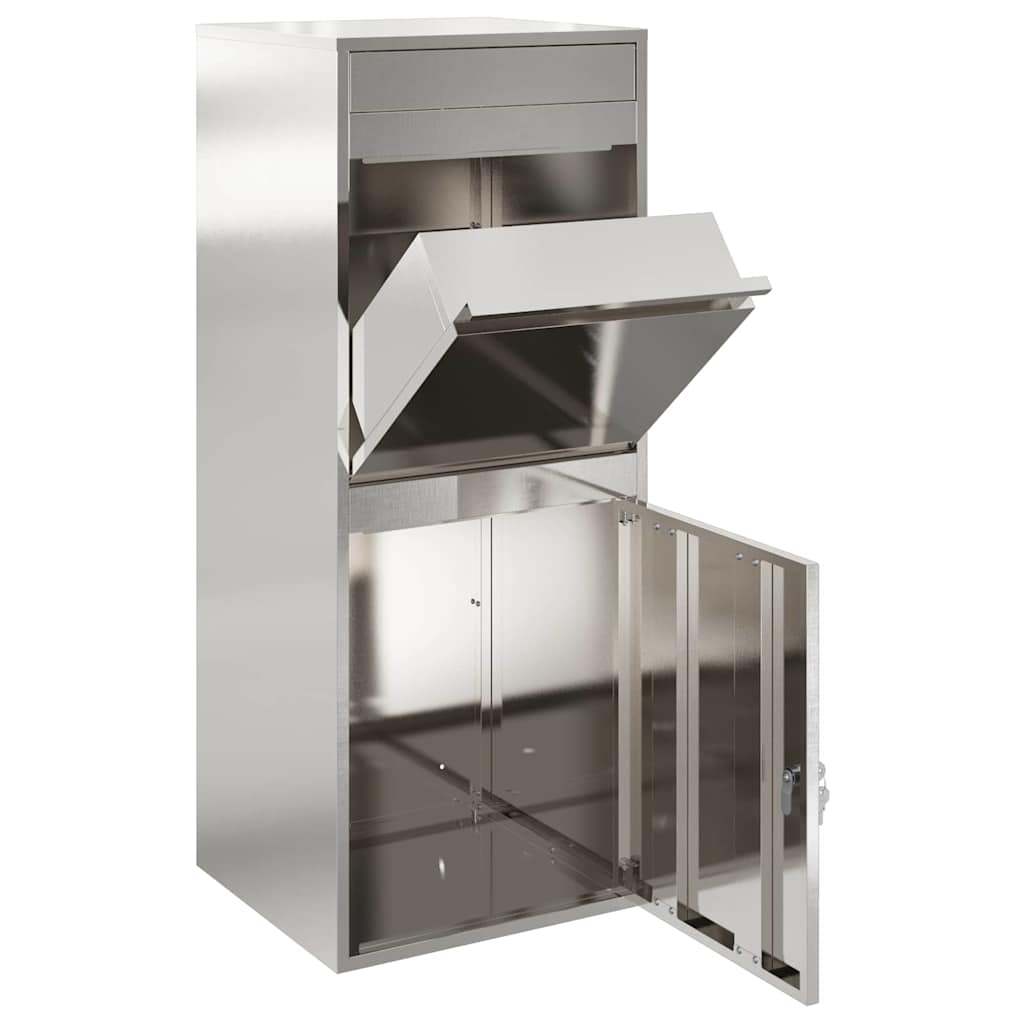 vidaXL Parcel Drop Box Silver 47.5 x 38 x 59 cm Stainless Steel