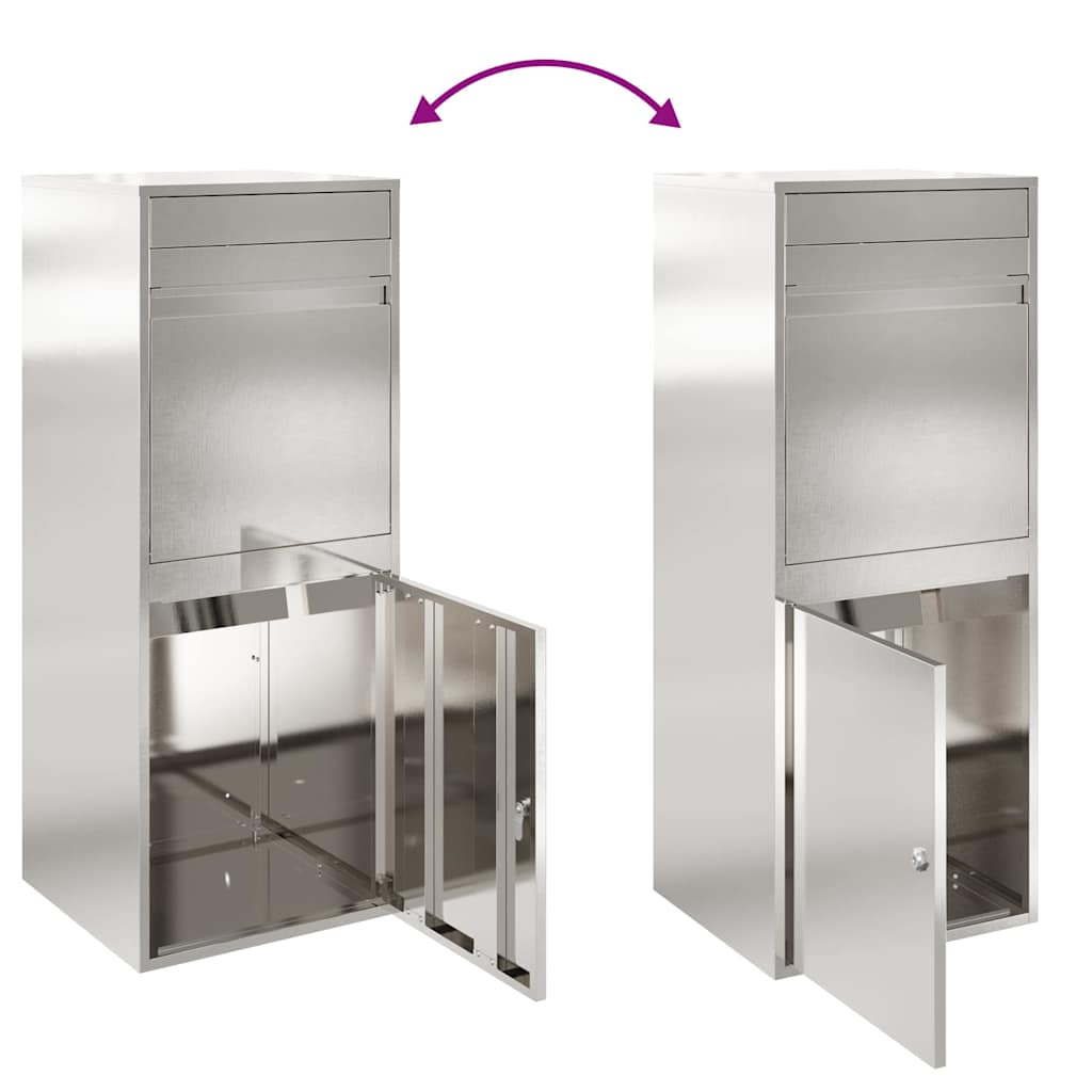 vidaXL Parcel Drop Box Silver 47.5 x 38 x 59 cm Stainless Steel
