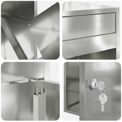 vidaXL Parcel Drop Box Silver 47.5 x 38 x 59 cm Galvanised Steel