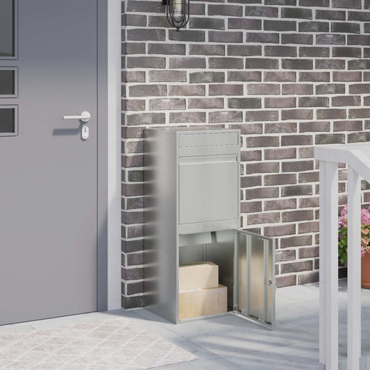 vidaXL Parcel Drop Box Silver 47.5 x 38 x 59 cm Galvanised Steel