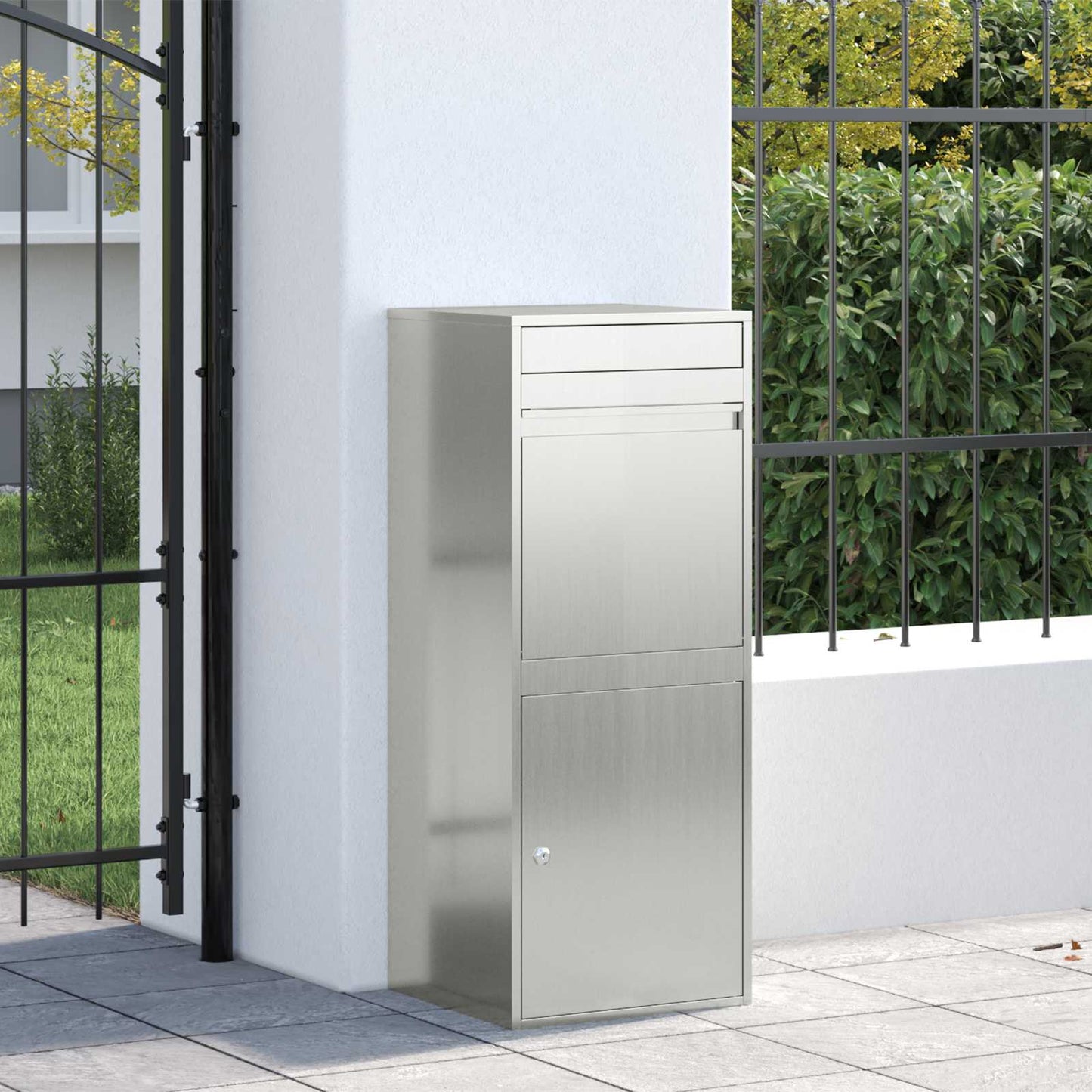 vidaXL Parcel Drop Box Silver 47.5 x 38 x 59 cm Galvanised Steel