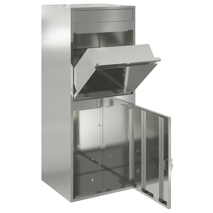 vidaXL Parcel Drop Box Silver 41 x 38 x 103 cm Galvanised Steel
