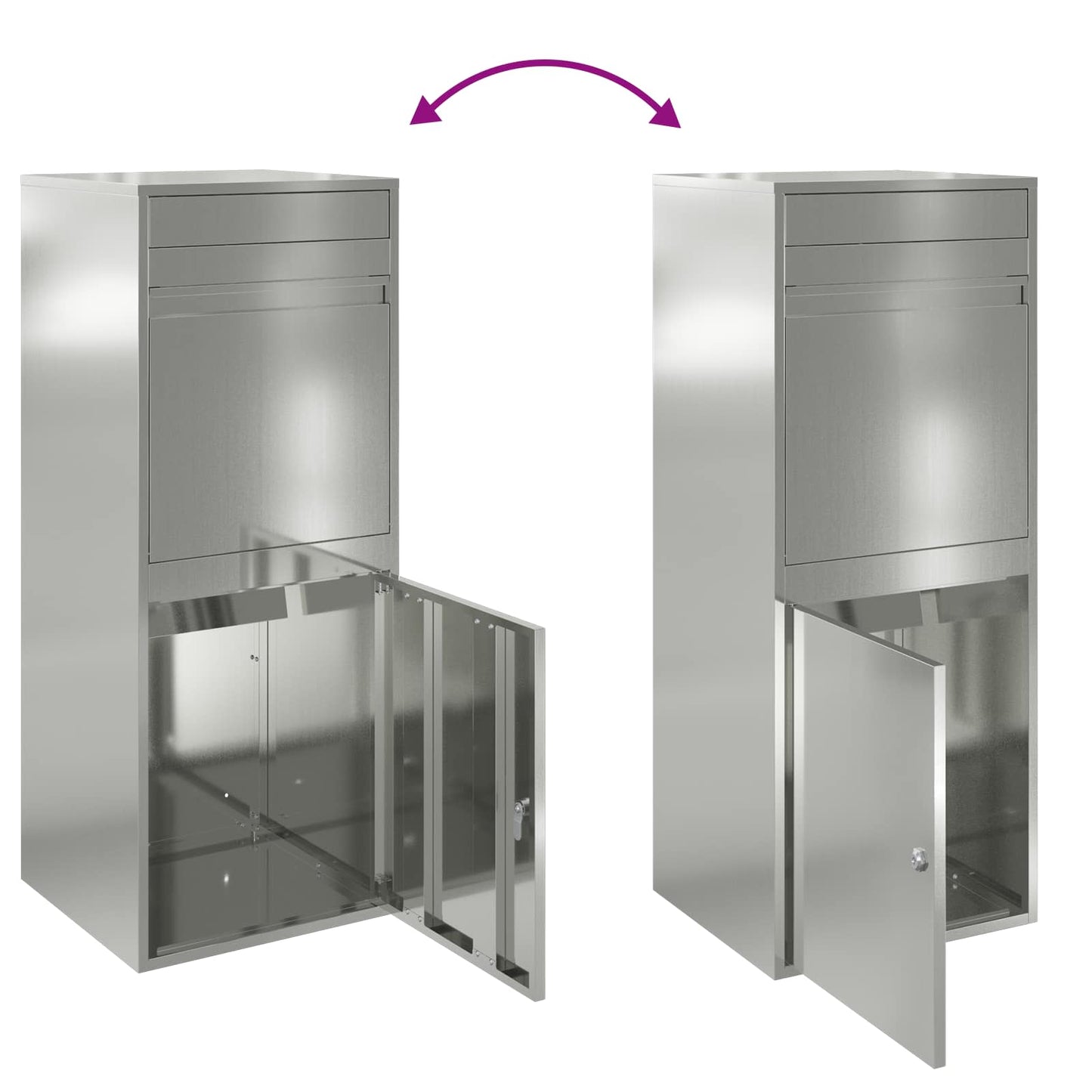 vidaXL Parcel Drop Box Silver 47.5 x 38 x 59 cm Galvanised Steel