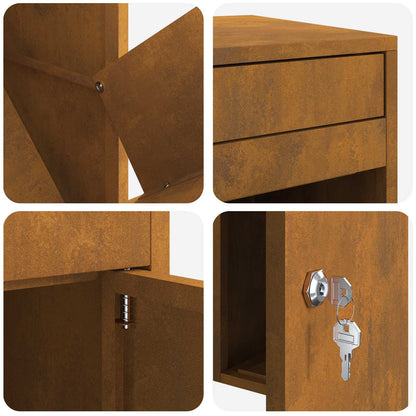 vidaXL Parcel Drop Box Rusty 41 x 38 x 103 cm Weathering Steel