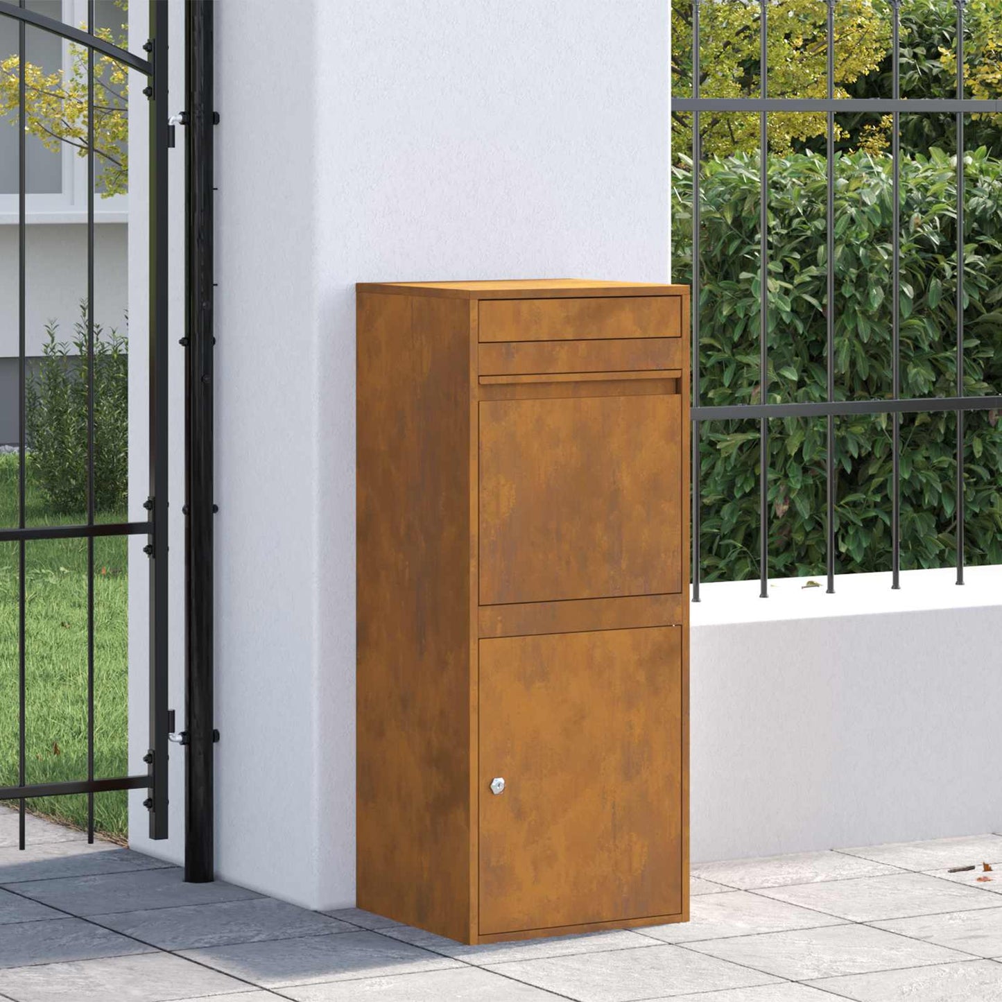 vidaXL Parcel Drop Box Rusty 41 x 38 x 103 cm Weathering Steel