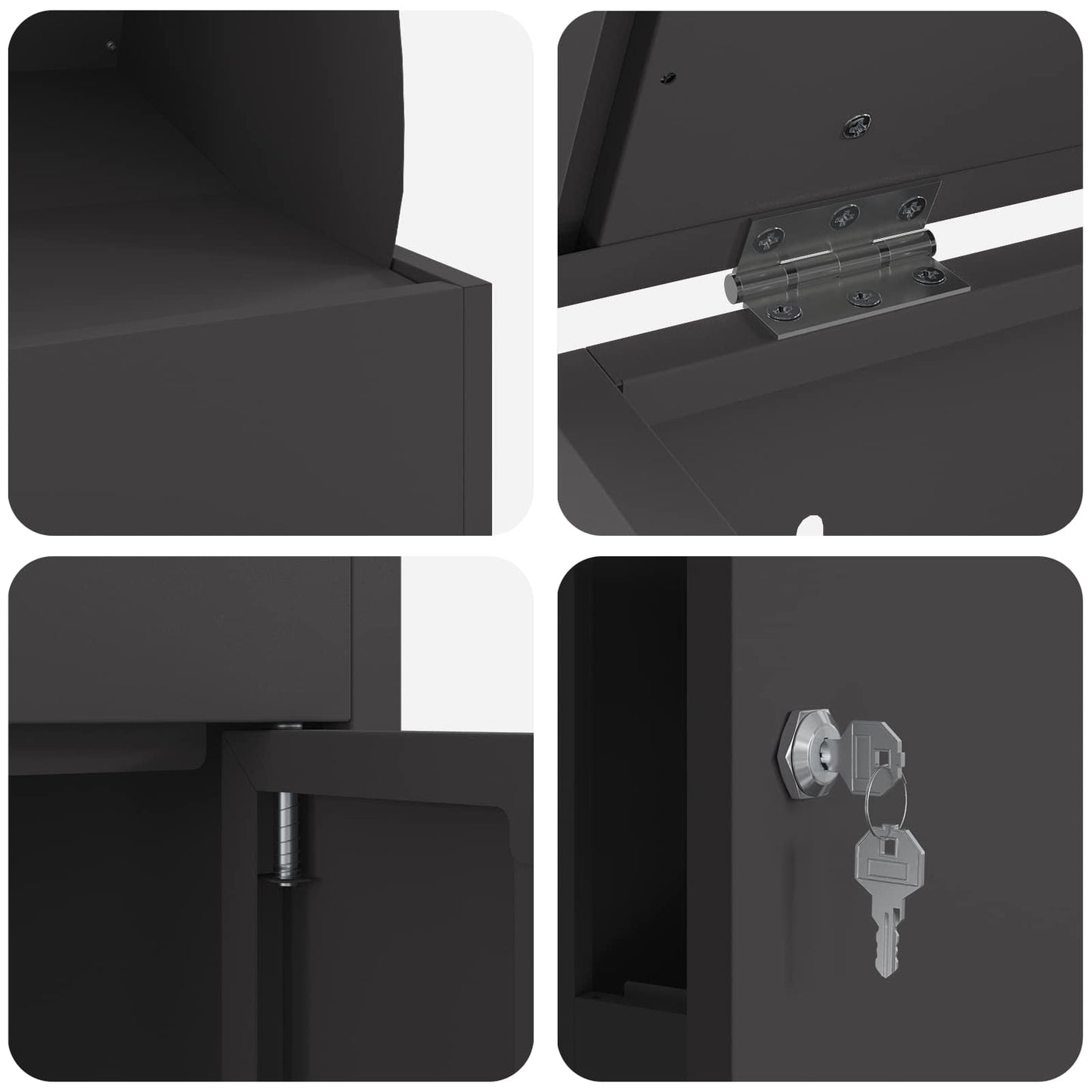 vidaXL Parcel Drop Box with Storage Black 47.5 x 38 x 59 cm Steel