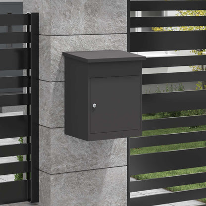 vidaXL Parcel Drop Box with Storage Black 47.5 x 38 x 59 cm Steel