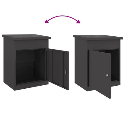 vidaXL Parcel Drop Box with Storage Black 47.5 x 38 x 59 cm Steel