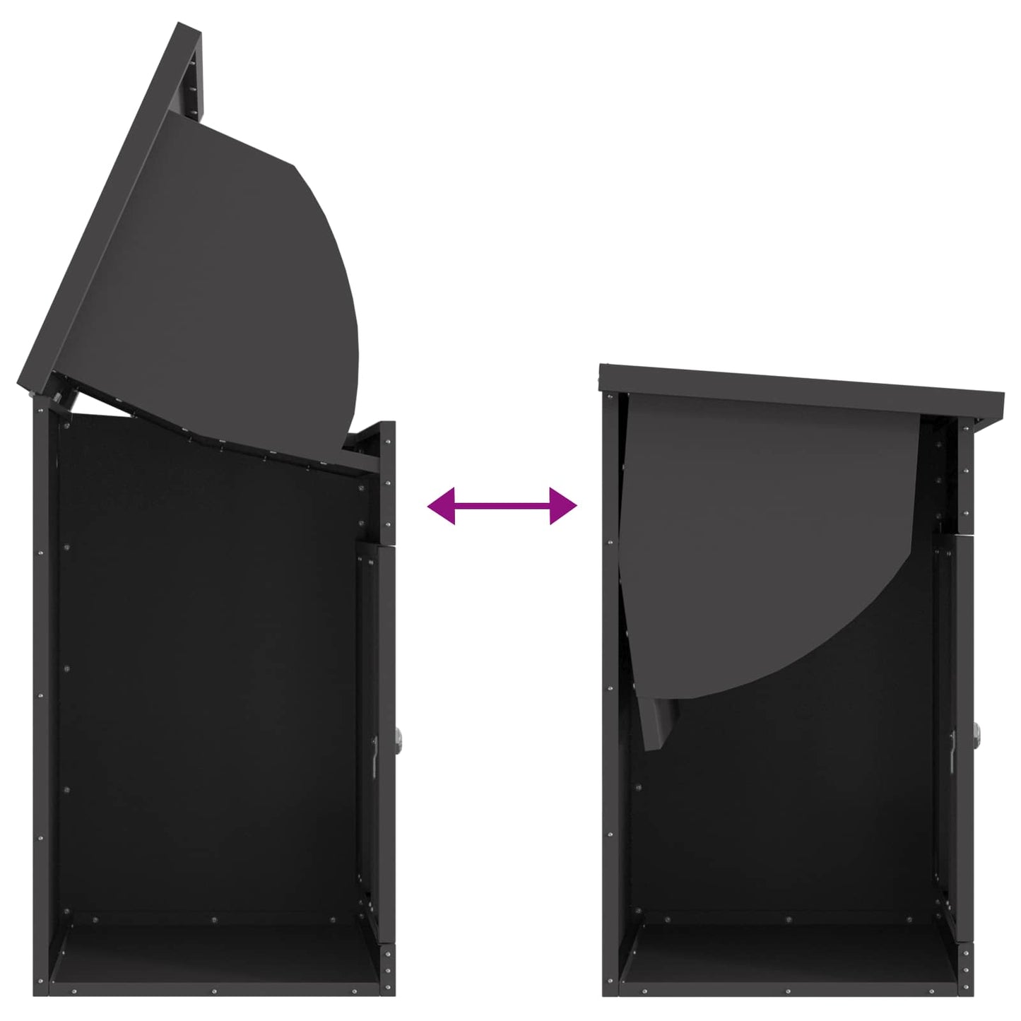 vidaXL Parcel Drop Box with Storage Black 47.5 x 38 x 59 cm Steel