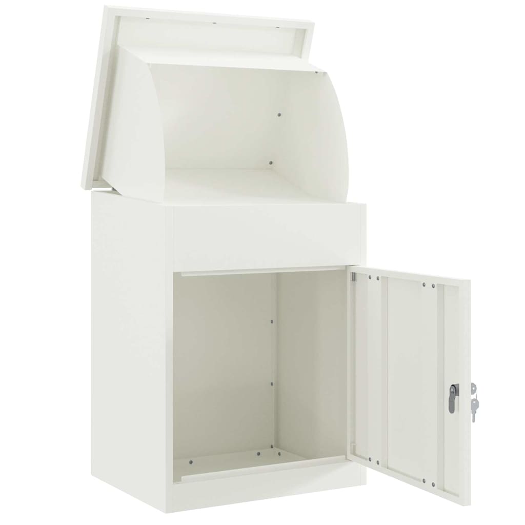 vidaXL Parcel Drop Box with Storage White 47.5 x 38 x 59 cm Steel
