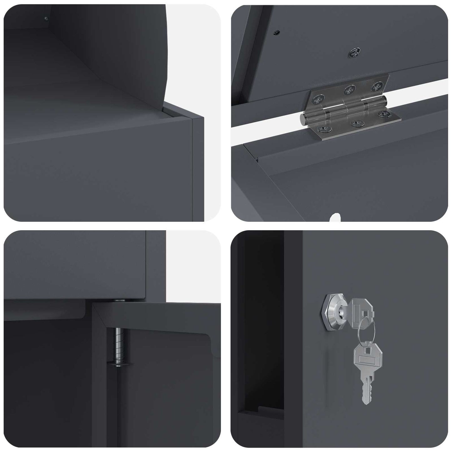 vidaXL Parcel Drop Box with Storage Anthracite 47.5 x 38 x 59 cm Steel